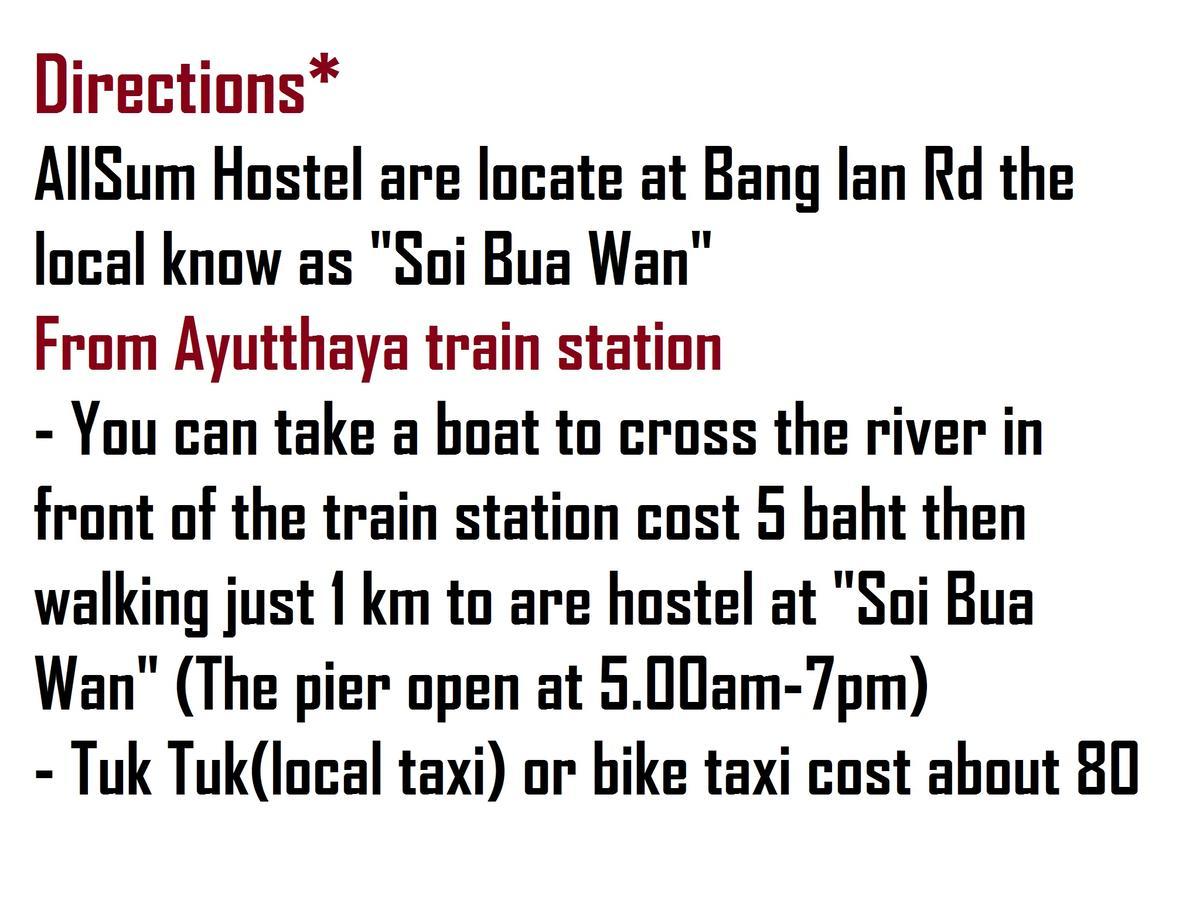 Allsum Hostel Ayutthaya Eksteriør billede